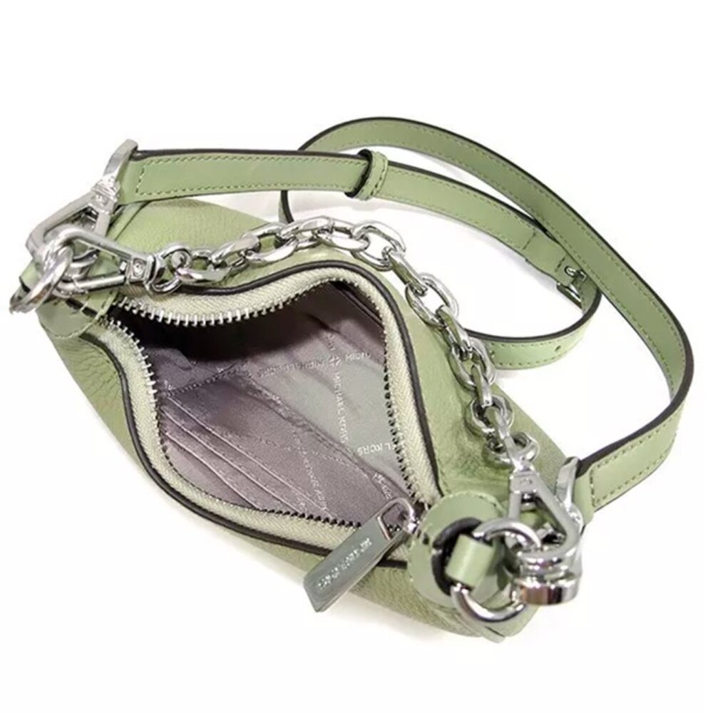 S Michael Kors Cora Mini Zip Pouchette Army Green Crossbody Purse 35R3S4CC5L NWT - Picture 11 of 14